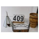 2 Small Baskets - Napkin Holder - Tee Pee Decor