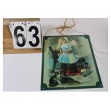 Girl W/ Cats Metal Sign 12" X 9.5"