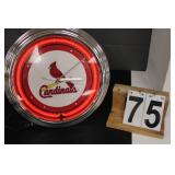 Lighted Cardinals Clock Free Standing Or On Wall -