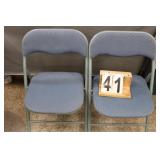 Pair Of Blue Upholstered Folding Chairs
