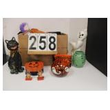 Box W/ Halloween Decor Includes Candle Holder -