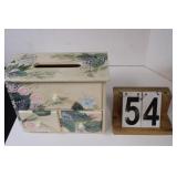 Wood Decorative Tissue Holder W/ Drawers