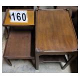 Leather Top Step Lamp Table ~ 23.5 X 16 X 26.5