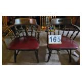 2 Leather Seat Saloon Style Chairs