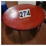 Red 36" Round Card Table