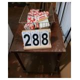 Basket of Rubber Finger Tips ~ Wooden Roller Cart