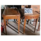 2 ~  Leather Top Drop Leaf End Tables (1 Needs