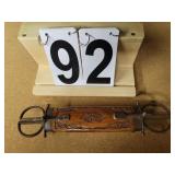 Wood Carved and Brass Letter Opener ~ Scissors