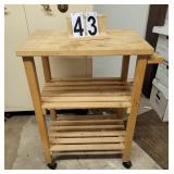 Kitchen Butcher Block Top Food Prep Cart