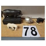 Flat w/ Razor Back Pig ~ Piggy Bank ~ Polar Bear