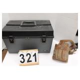 Large Plastic Tool Box w/ Leather Tool Belt