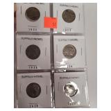 (6) Buffalo Nickel 1920 - 1923 - 1925 - 1926 -