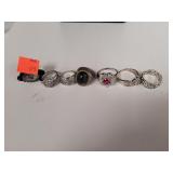 7 Rings Marked 925 30.3 Grams