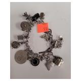 Bracelet w/ Charms Marked Sterling 47.8 Grams