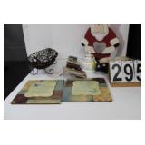 Box W/ Santa - Wire Basket - Shovel Holiday Decor-