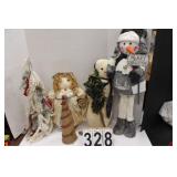 Blue Tote w/ Christmas Decor w/ Snowman