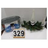 Metal Snowman Tub w/ Tea Light Candle Holder