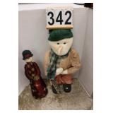 Pair of Snowmen Figures 32"T & 25"T