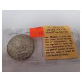 Old Mexican Silver Dollar 1964