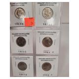 6 UNC Jefferson Nickel 1969 D - 1973 D -