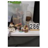 Clear Tote W/ Green Lid W/ Collectibles -