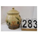 Floral Cookie Jar Small Chip At Bottom