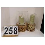 Pair Of  Candle Holders W/ Candles