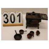Mini Cast Iron Stove w/ Pans