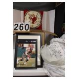 Box W/ Holiday Pillow - Plastic Table Cloth -