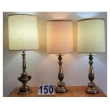 1 Pair of Brass Lamps ~ W/ Extra Brass Lamp