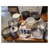 Large Box of Pots and Pans ~ Fondue Pan ~ Bunt Cak
