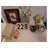 Group w/ Bird Statue ~ Bud Vase ~ Alarm Clock ~