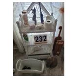 Wicker Shelf w/ Contents ~ Wicker Basket ~ Paper
