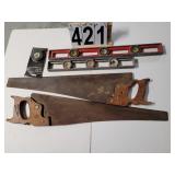 2 Hand Saws ~ 2 Levels ~ Sears Angle Finder