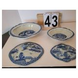 Chinese Blue and White Lidded Bowl w/ Butterfly Ha