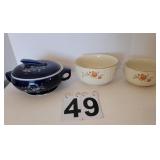 Halls Cobalt Floral Covered Dish ~ 2 Hall Serving