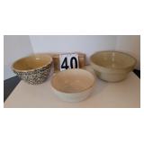 9" Sponge Ware Bowl ~ 2 Crock Bowls 1 has Crack