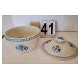 Blue Heron Large Crock Bowl w/ Lid