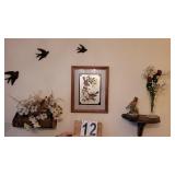 Wall Grouping w/ Birds ~ Wooden Shelf ~ Wooden