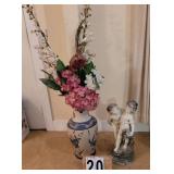Umbrella Vase 20" ~Boy and Girl Statue