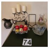 Center Piece Bowls ~ Silver Plate Pitcher ~ Glass