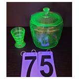 2 Pieces Radium Glass ~ Cookie Jar (Chip) ~ Anchor