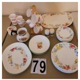 Corelle 12 Plates ~ 12 Saucers ~ 10 Cups ~ 5 Bowls