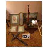 Flower Pictures ~ Wood Well Pump ~ Wall Shelf ~