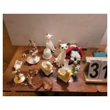 Box w/ Porcelain Figures Cats ~ Ducks ~ Birds