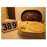 Contents of Cabinet Above Stove ~ Picnic Carrier ~