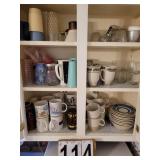 Cabinet w/ Coffee Cups ~ Juice Glasses ~ Bowls