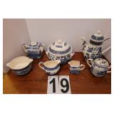 7 Pieces of Blue and White Delft ~ Tea Pot ~ Sugar