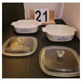 2 Pieces of A-1-B Corning Ware w/ Lids Quart size