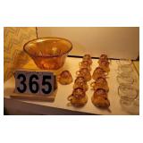 Carnival Glass Punch Bowl Set ~ 11 Matching Cups ~
